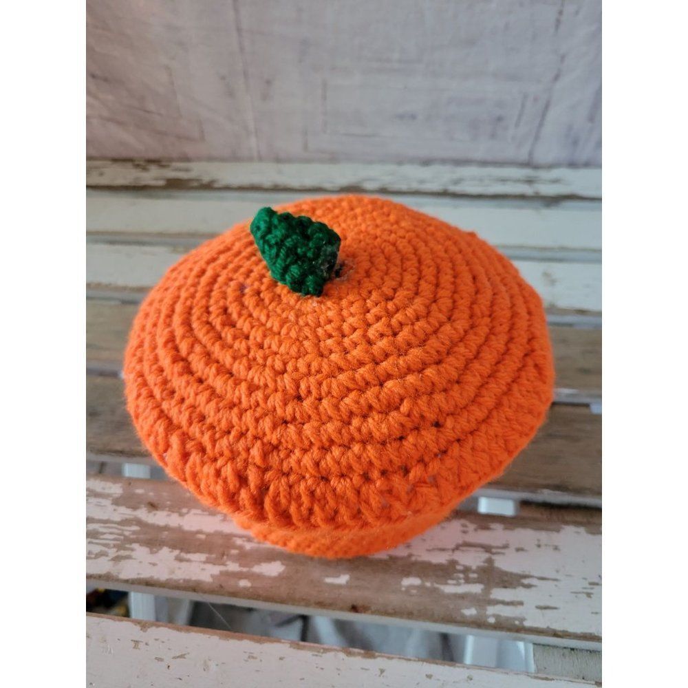 Knit pumpkin handmade tub container bucket fall Halloween home decor‎